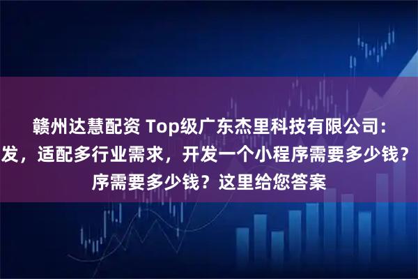 赣州达慧配资 Top级广东杰里科技有限公司：专业小程序开发，适配多行业需求，开发一个小程序需要多少钱？这里给您答案